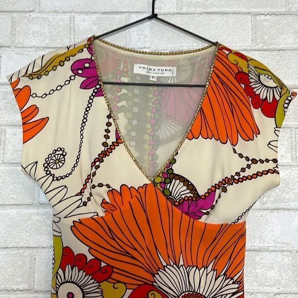 Trina Turk Silk Floral Printed Blouse P XS - Picture 2 of 8